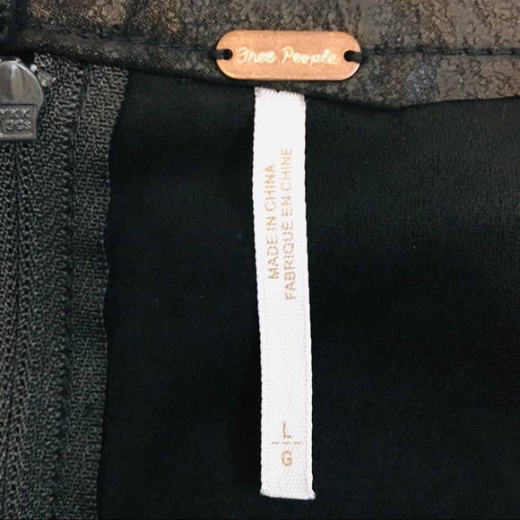 Free People Ruched Faux Leather Black Mini Skirt - Picture 7 of 8